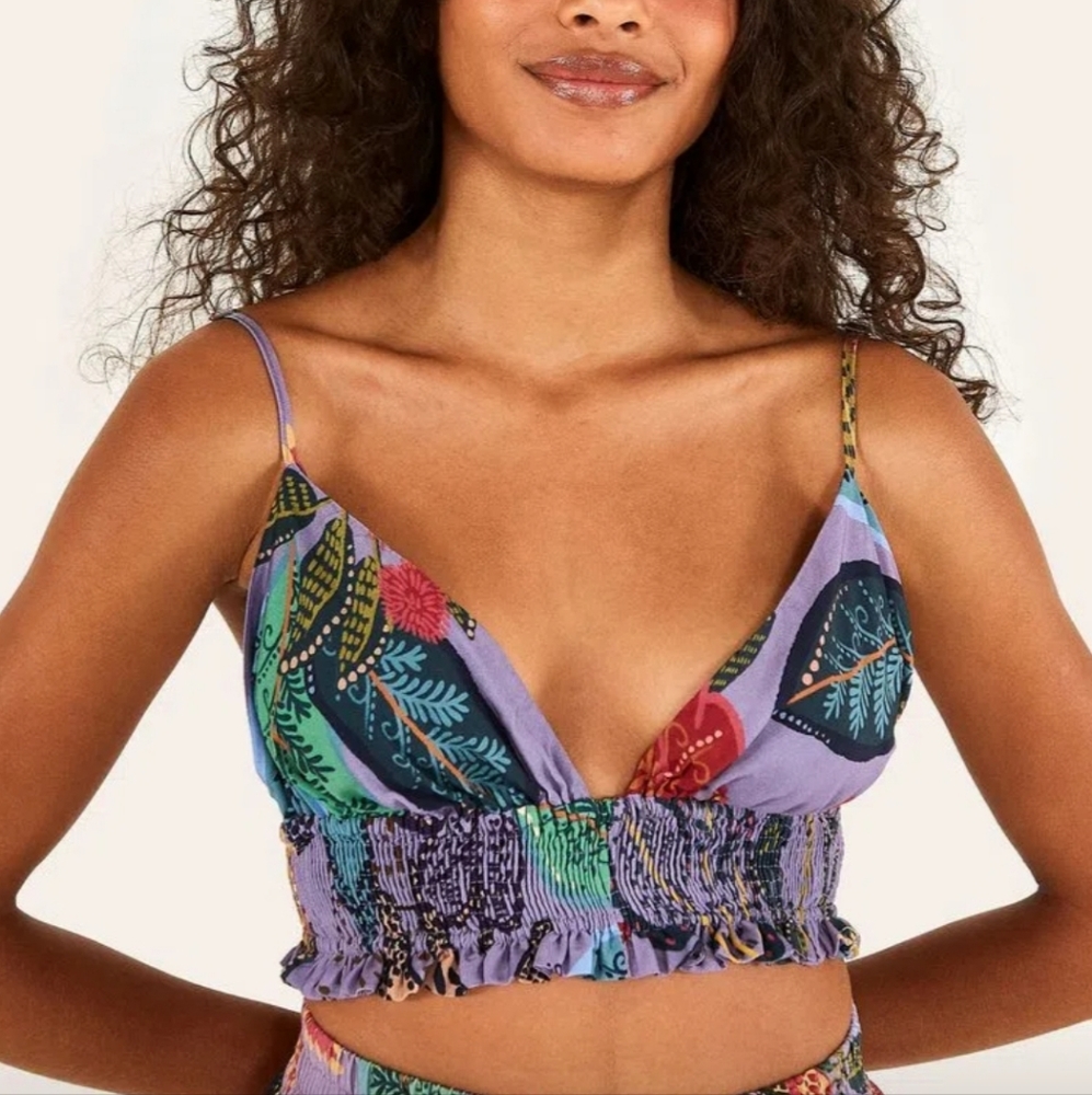 Farm Rio Smocked Triangle Tank Top